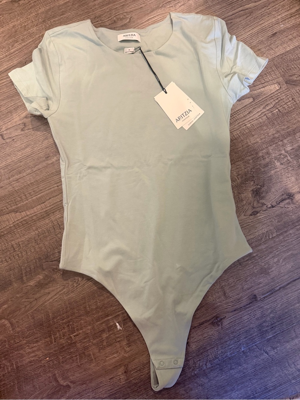 Aritzia Contour Sage Green Short Sleeve Bodysuit